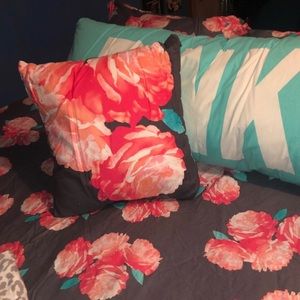 Victoria’s Secret PINK Grey Floral Throw Pillow